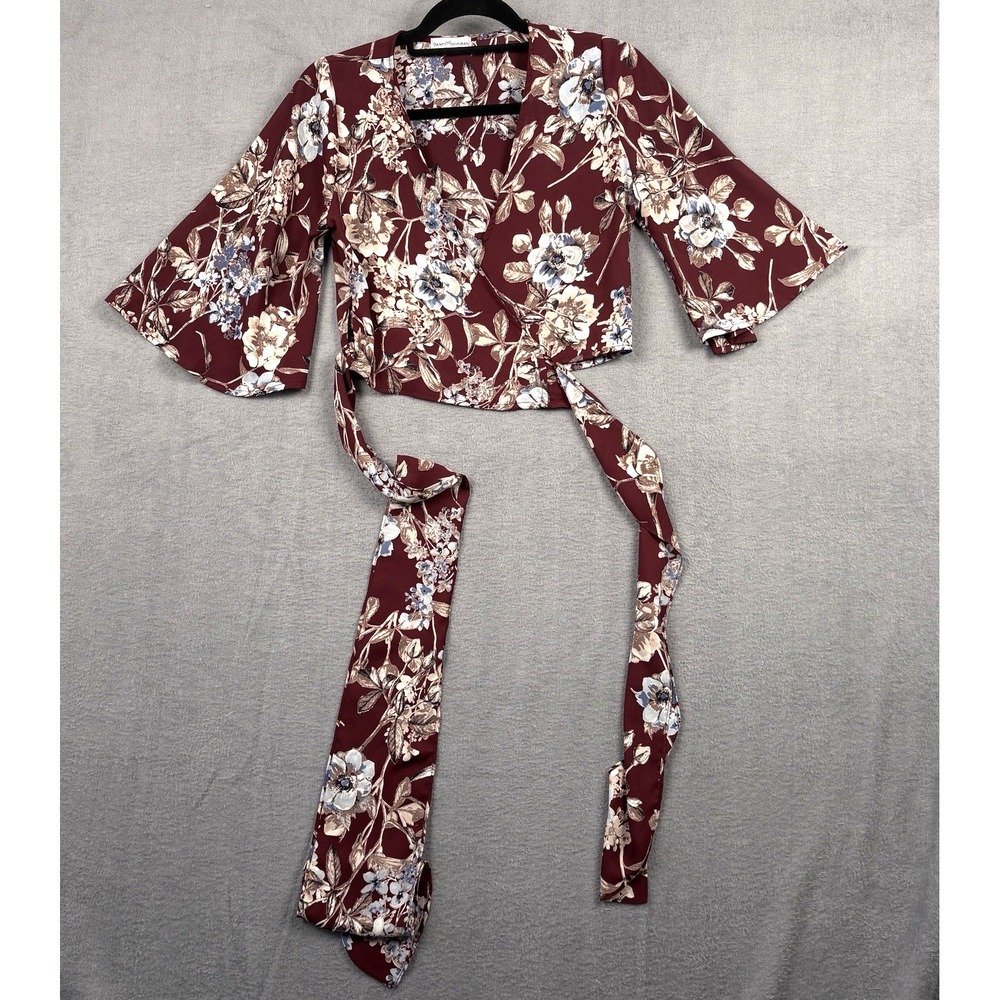 Dainty Holligan Wrap Top Women Small Tie Front Cochella Festival Boho USA Made - Picture 3 of 11